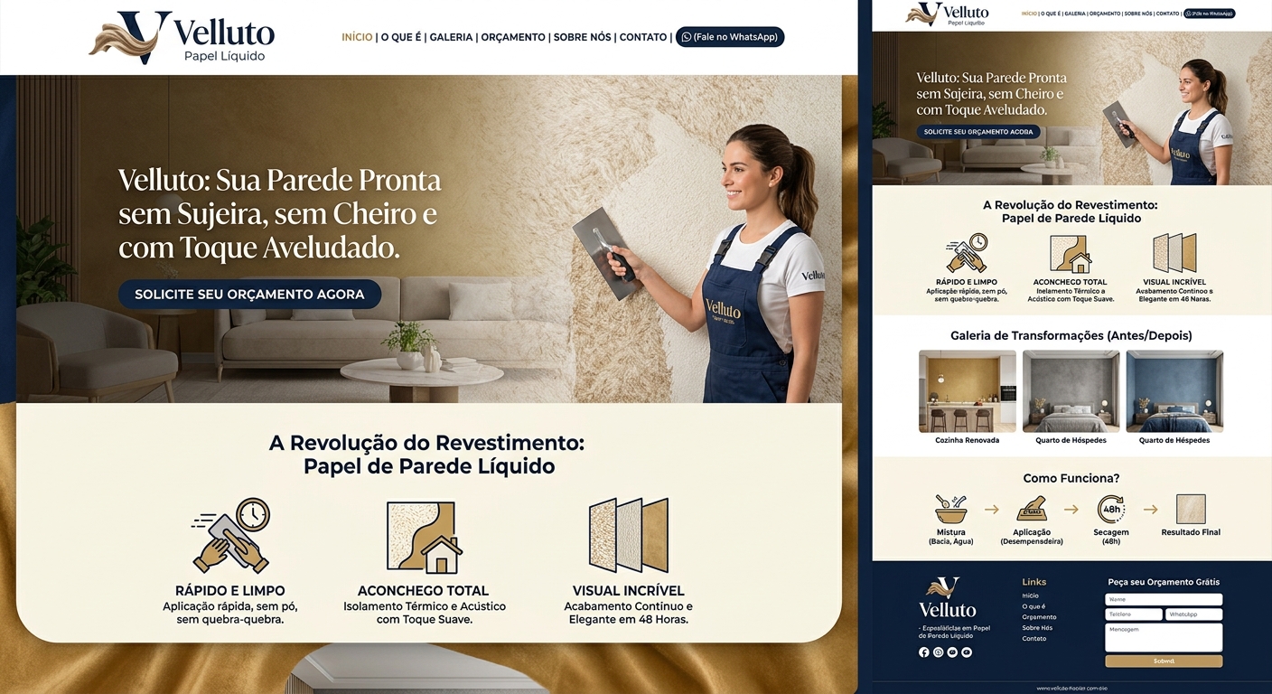Aplicação de papel de parede líquido